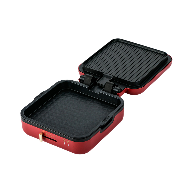 BJX-S017 24x24 cm-es grillserpenyő grillel (hőmérsékletszabályozás + faszemcsés fogantyú)