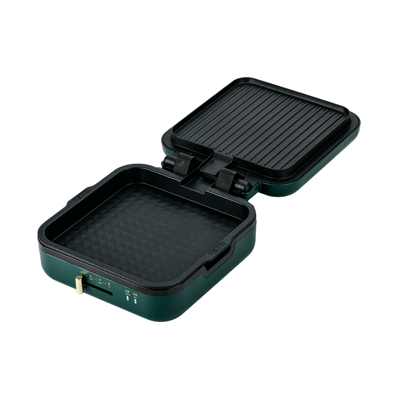 BJX-S017 24x24 cm-es grillserpenyő grillel (hőmérsékletszabályozás + faszemcsés fogantyú)