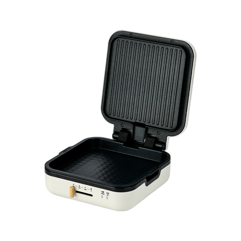 BJX-S017 24x24 cm-es grillserpenyő grillel (hőmérsékletszabályozás + faszemcsés fogantyú)