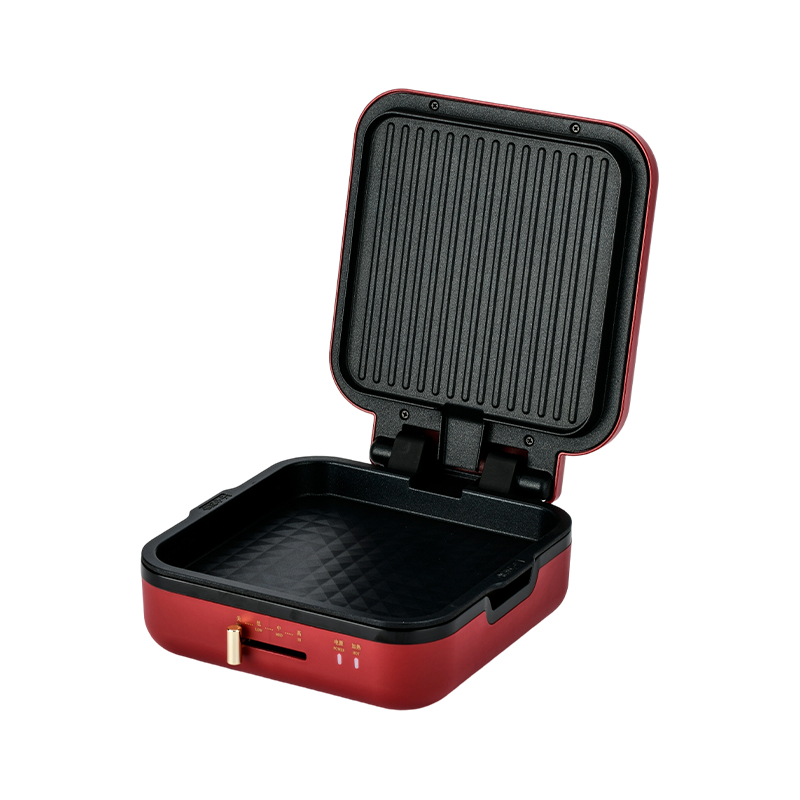 BJX-S017 24x24 cm-es grillserpenyő grillel (hőmérsékletszabályozás + faszemcsés fogantyú)